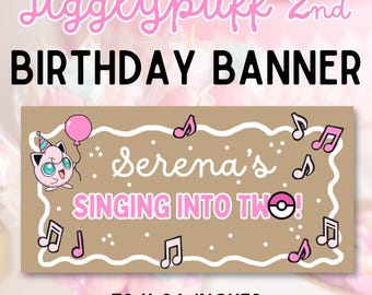 Editable Jigglypuff 2nd Birthday Banner | Pokemon Party (Digital Download)