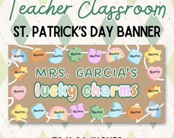 St. Patrick's Day Lucky Charms Teacher Banner Template: Pastel Marshmallow Charms (Digital Download)