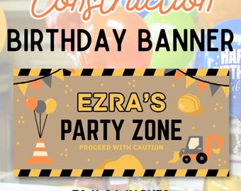 Construction Birthday Banner Template: Editable Party Zone Design (Digital Download)