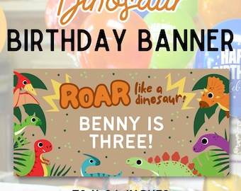 Editable Dinosaur Birthday Template For Banner | Printable Banner | Instant Download | Print or Hand-Paint