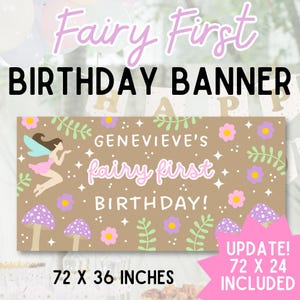 Fee Geburtstag Girlanden Vorlage: Rosa & Lila Partygirlande | Mädchen-Geburtstag-Dekoration | Bearbeitbar in Canva (Digitaler Download) | 2 Größen