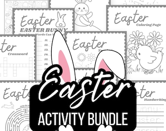Kids Easter Activity Bundle: Coloring Pages, Word Games (Digital Download)