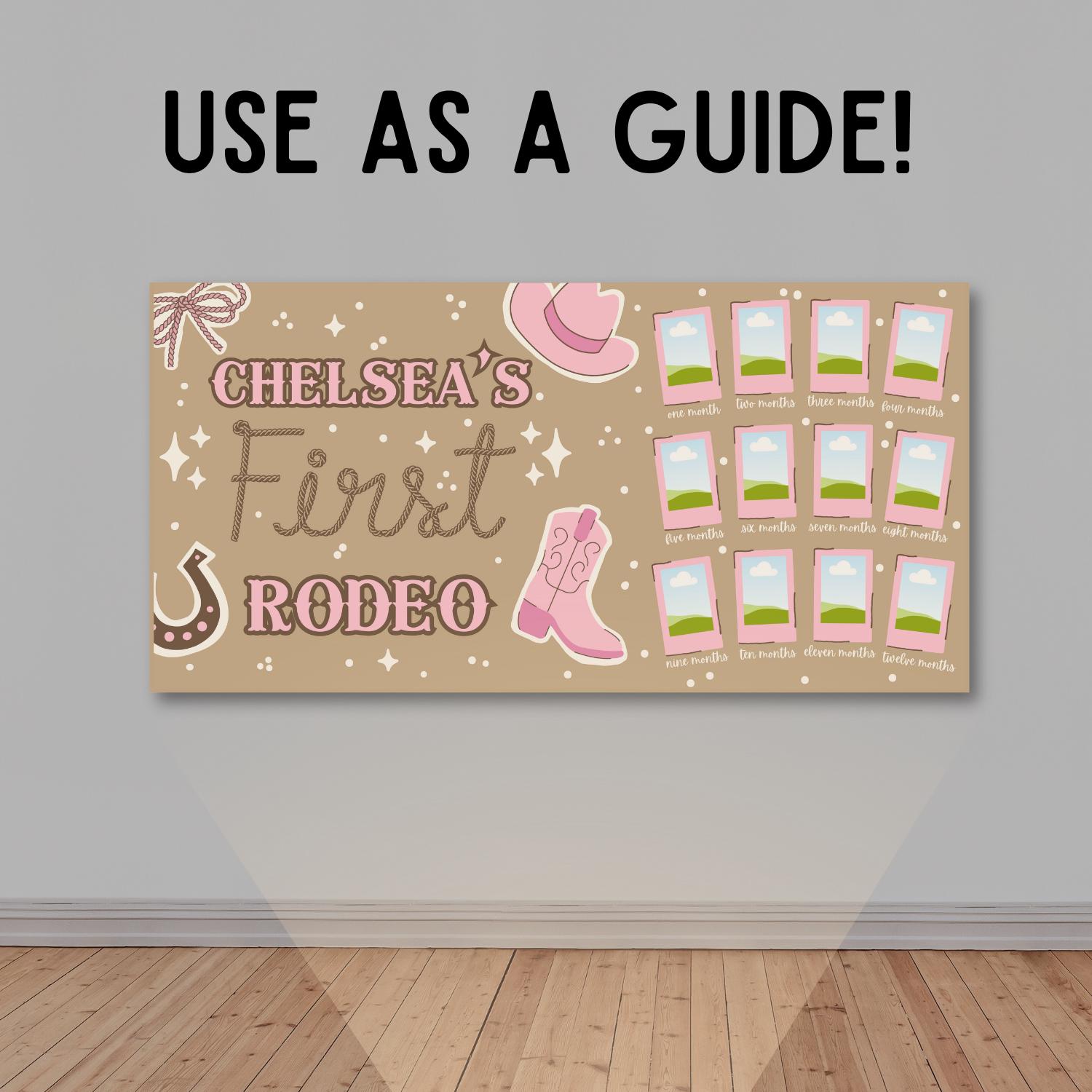 First Year Rodeo Frame First Rodeo Birthday Banner | Pink Cowgirl, Photo Frames (digital ...