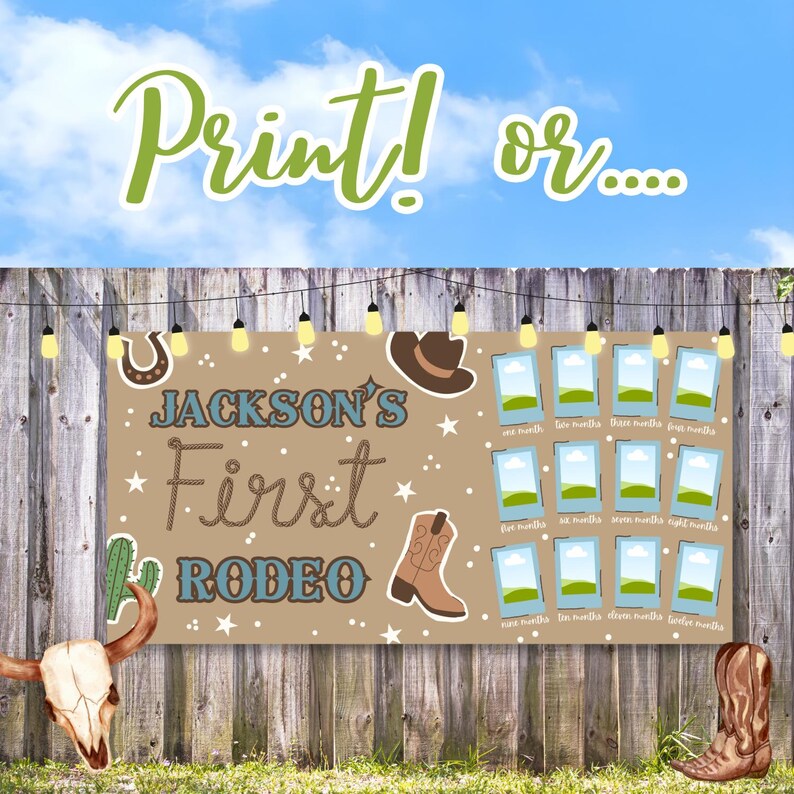 First Rodeo Banner Editable First Rodeo Banner: Cowboy Birthday Party Decor (digital ...