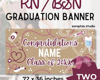 Nurse Graduation Banner Template, RN Graduation Party Decor, BSN Grad Banner, Nursing School Graduation Sign, Editable Canva