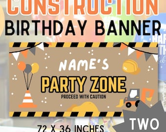 Construction Birthday Banner Template: Editable Party Zone Design (Digital Download)