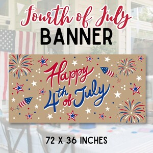 Fourth of July Banner Template: Red, White, and Blue Party Decor (Digital Download)