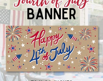 Fourth of July Banner Template: Red, White, and Blue Party Decor (Digital Download)