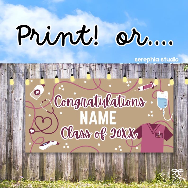 Nurse Graduation Banner Template, RN Graduation Party Decor, BSN Grad ...