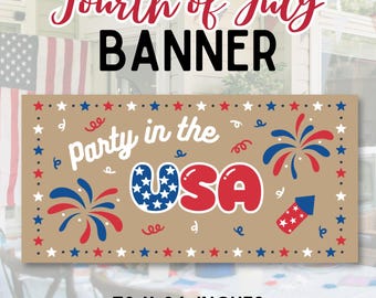 Party in the USA Banner: 4th of July Printable Template (Digital Download)