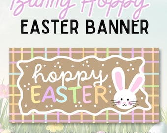 Pastel Bunny Hoppy Easter Banner: Classroom Celebration Decoration (Digital Download)