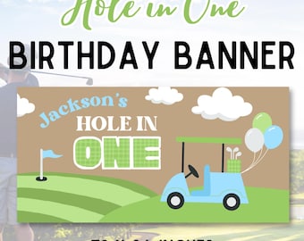 Hole in One 1st Birthday Banner Template: Golf Par-Tee Decor (Digital Download)