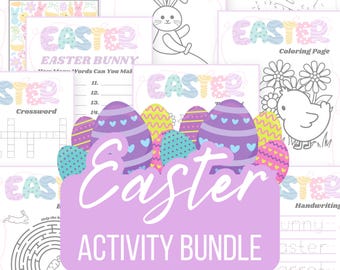 Kids Easter Activity Bundle: Games, Puzzles, Coloring Pages (Digital Download)