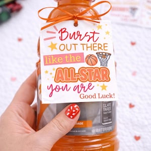 Basketball Team Good Luck Printable Tag, Burst Out Like an All Star Sports Gift Tag, Game Day Treat Label, Instant Download