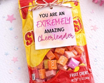 Etykieta na prezent z podziękowaniami dla cheerleaderek, Jesteś niesamowicie niesamowitą cheerleaderką Etykieta na prezent dla drużyny cheerleaderek, Słodki upominek na dzień meczu