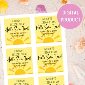 Summer Teacher Appreciation Gift Tag Template, Editable Sunshine Thank You Tag, Printable Schools Out End of Year Favor Tag Instant Download
