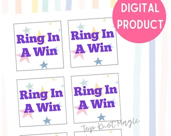 Ring In A Win Wydrukowane etykiety upominkowe Powodzenia Treningi drużynowe Kondycja Konkurs play-offów Smakołyki w grze Pop Gem Rings Konkurs etykiet cukierkowych