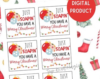 Mydło Masz Wesoły Świąteczny Prezent Etykieta Wydrukuj Świąteczne Mydło Do Rąk Etykieta Świątecznego Upominku Nauczyciel Wdzięczność Prezent Współpracownika