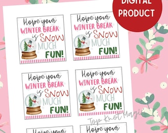 Mam nadzieję, że Twoje zimowe ferie będą śnieżne, mnóstwo zabawy, etykieta na prezent do wydrukowania od nauczyciela lub ucznia, etykieta na upominek dla dzieci w wieku przedszkolnym, świąteczna impreza świąteczna