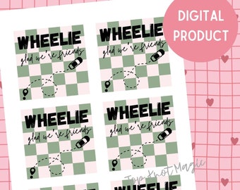 Auto Valentine, ich bin Wheelie Glad Wir sind Freunde Printable Kids Valentine, Spielzeugauto hinzufügen, Non Food Happy Valentinstag Tag, DIGITALE DATEI