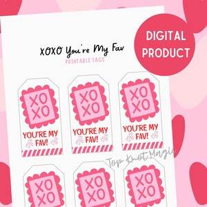 Printable XOXO Valentine Card Printable Classroom Valentine&#39;s Day Gift Tag Valentine Treat Bag Tag Instant Download