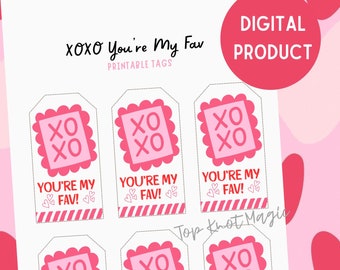 Druckbare XOXO Valentine Card Druckbare Klassenzimmer Valentinstag Geschenkanhänger Valentine Leckerei Tasche Tag Instant Download