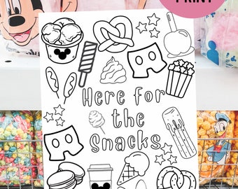 Gerade hier für die Snacks, Disneyland inspiriert Färbung Seite, sofortiger digitaler Download,