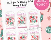 School Christmas Gift Tag Printable Thanks for Making School Merry and Bright Gift Tag Digital Download Teacher Gift Classroom Party
