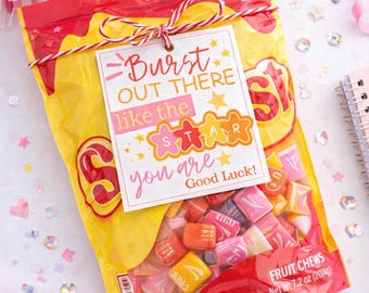 Konkurs cheerleaderek „Powodzenia” – wydrukowana etykieta na prezent, „Wybuch jak gwiazda” – żart słowny, etykieta na upominek drużyny cheerleaderek, natychmiastowe pobranie