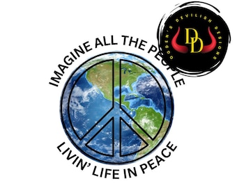 Imagine All The People: Beatles Song Lyrics, Peace Sign Sublimation (PNG, JPG, SVG Digital Files)