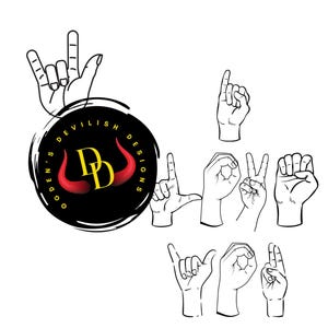 Sign Language I Love You, ASL, Sign Language, Love, Finger Spelling, Sign, Language,Front and Back design, Digital,Sublimation, svg, png, jp