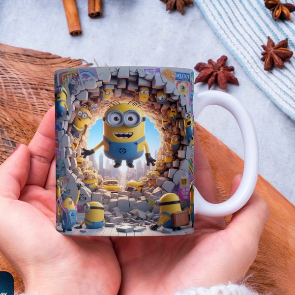 3D Little Monster Mug Wrap, 3D Digital Mug Wrap Template,Instant Download Coffee Mug Design,11oz&15oz Mug Templates,Mug Press PNG Design