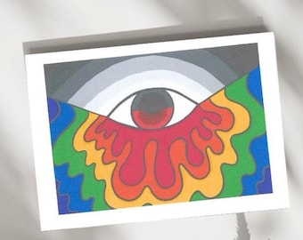Psychedelic Eye Art Print: Trippy Surreal Wall Decor (5x7 Cardstock)