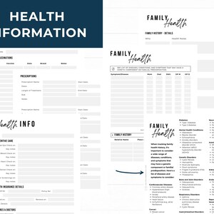 Health information that besides basic information includes Family History, Prescriptions and vaccinations