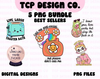 Funny Sarcastic Best Sellers PNG Bundle: Introvert Humor Designs (Digital Download) for Sublimation Stickers Tshirts Mugs Totes
