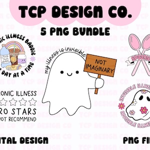 Pacote PNG de Doenças Crônicas: Designs de Spoonie com Doenças Invisíveis (Download Digital) para Adesivos de Sublimação, Camisetas, Canecas e Sacolas