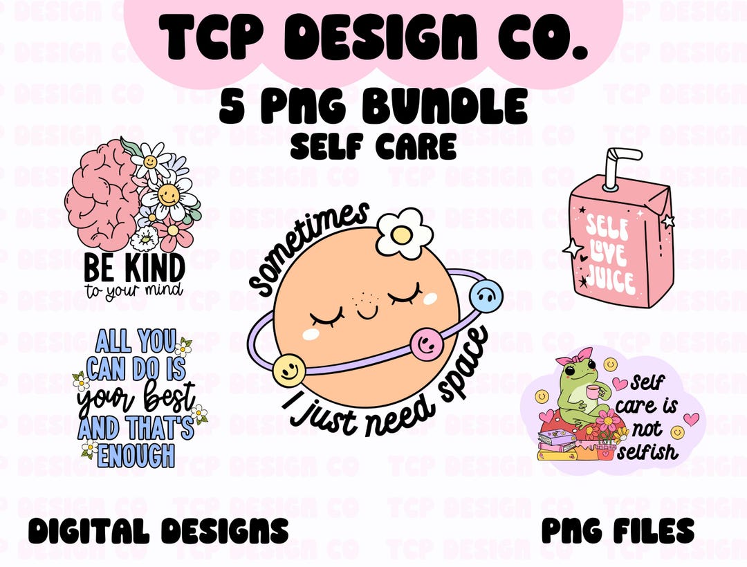 Self Care PNG Bundle: Positive Mental Health Designs (digital Download ...
