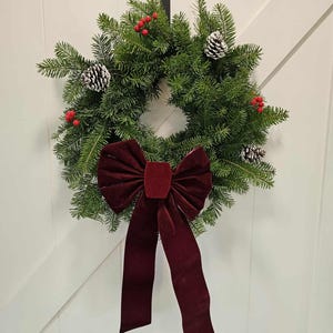 DIY 18″ Christmas Wreath Kit – Fresh Balsam Fir Holiday Craft Kit with Bow, Pinecones & Berries – Free Shipping PRE-ORDER