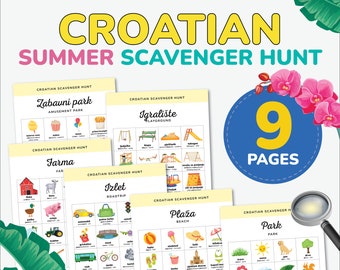 Chorwacka letnia gra w poszukiwanie skarbów Naucz się chorwackiego dzieci Chorwacka edukacja Chorwacka aktywność Chorwackie słowa Chorwacki dwujęzyczny chorwacki prezent