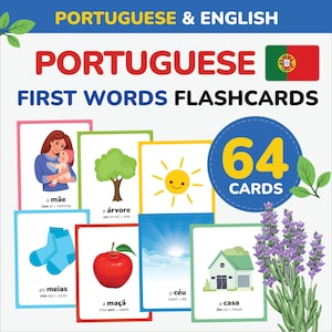 Portuguese first words flashcards learn Portuguese Language Portuguese vocabulary printable Portuguese Alphabet Mom Preschool gift Portugal