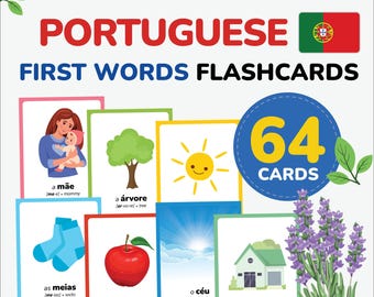 Portuguese first words flashcards learn Portuguese Language Portuguese vocabulary printable Portuguese Alphabet Mom Preschool gift Portugal