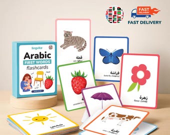 PRINTED Arabic flashcards Arabic Language Learn Arabic laminated first words learn Arabic Language vocabulary Card Arabic Letters Flashcards