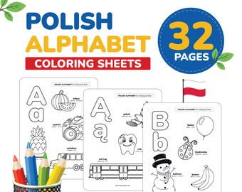 Polish alphabet coloring sheets Tracing Letter Font Polish Printable Alphabet Learn Polish for Kids Language vocabulary printable