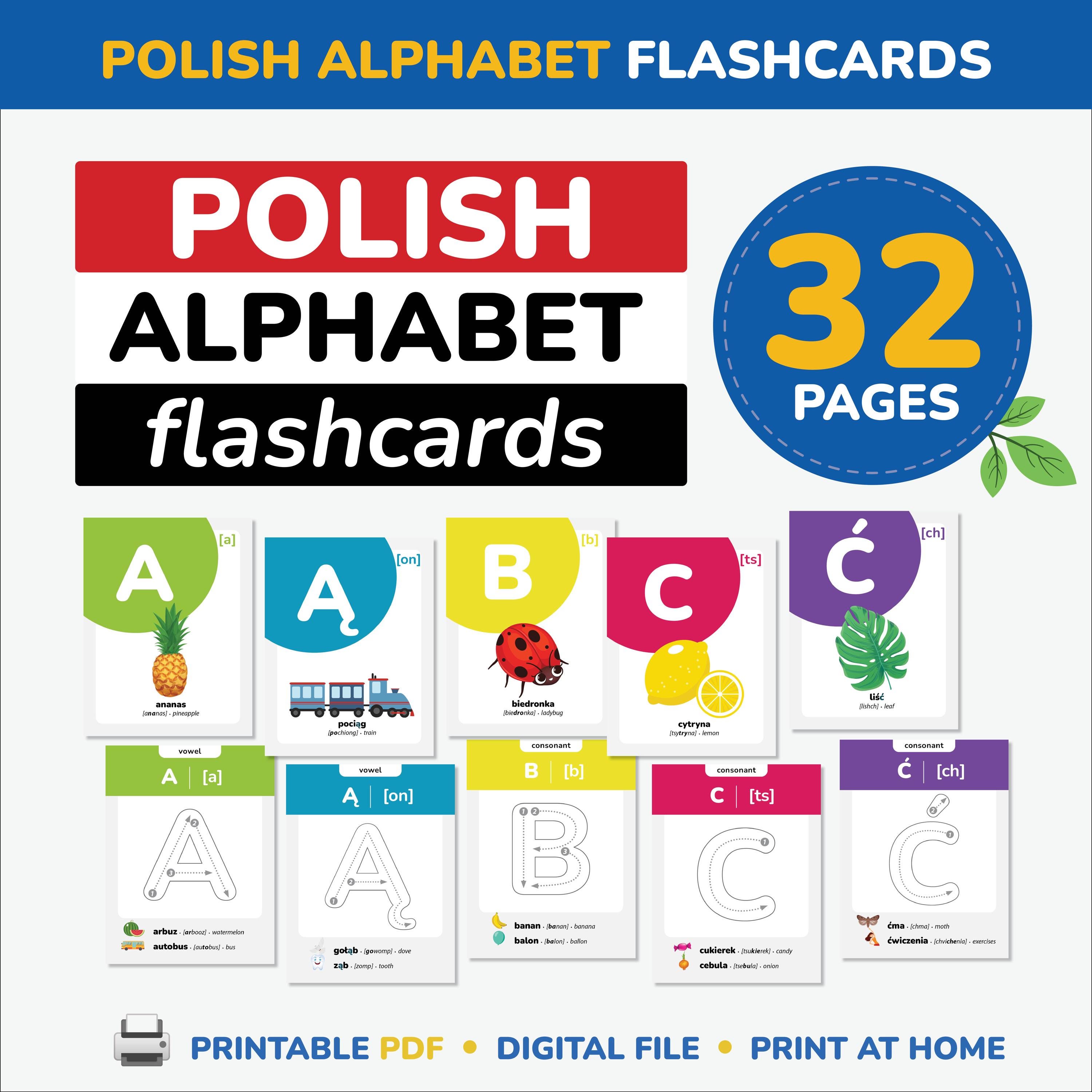 Polish Alphabet Flashcards Tracing Polish Letters Language Polish ...