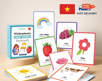 PRINTED Vietnamese flashcards first words Vietnamese Language Learn Vietnamese Baby Gift vocabulary Vietnamese Letters Kid Preschool Teacher