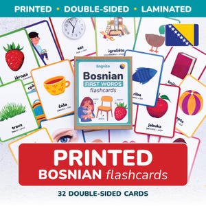 Cartões de memória bósnios IMPRESSOS Língua bósnia Aprenda as primeiras palavras laminadas da Bósnia aprenda o vocabulário da Bósnia Cartão Cartões de memória com letras da Bósnia