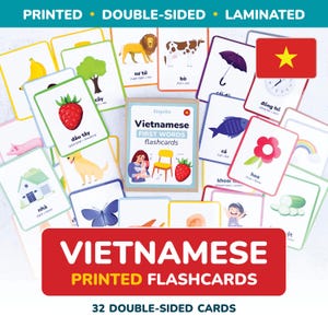 Cartões de memória vietnamitas IMPRESSOS primeiras palavras Língua vietnamita Aprenda vietnamita Bebê Presente vocabulário Letras vietnamitas Criança Pré-escola Professor