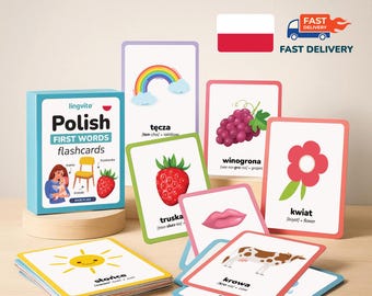 PRINTED Polish flashcards first words Polish Language Learn Polish Baby Gift vocabulary Polish Letters Kids Preschool Teacher Polish gift