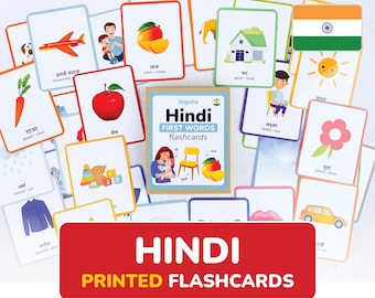 PRINTED Hindi flashcards Hindi Language Learn Hindi laminated first words learn Hindi vocabulary Card Hindi Letters flashcards gift India