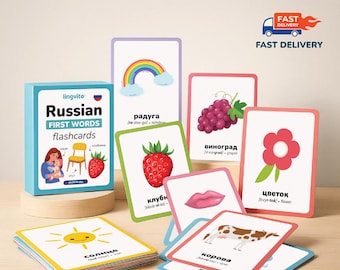 PRINTED Russian flashcards first words Russian Language Learn Russian Baby Gift vocabulary Russian Letters Preschool kid Teacher Russia gift